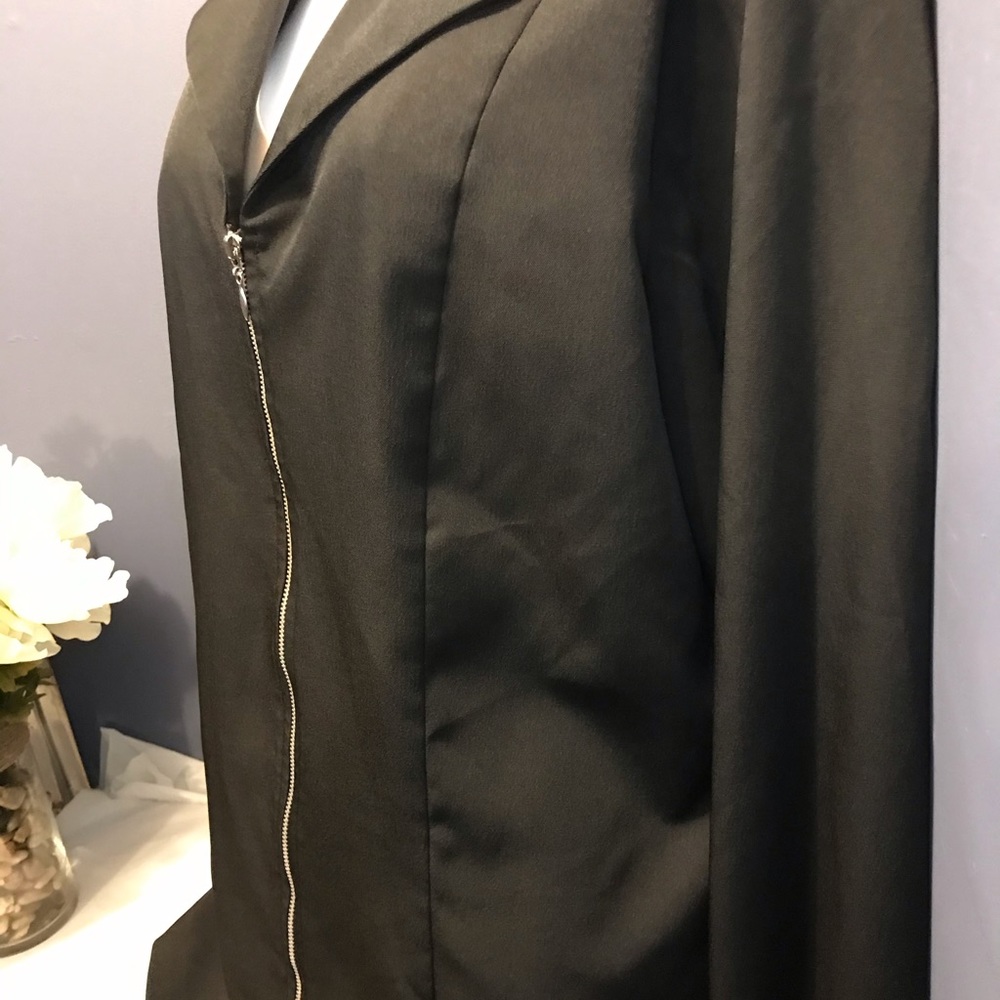 Vintage Fashion Bug Black Zip Front Longline Blazer Jacket Plus Size - Picture 5 of 7